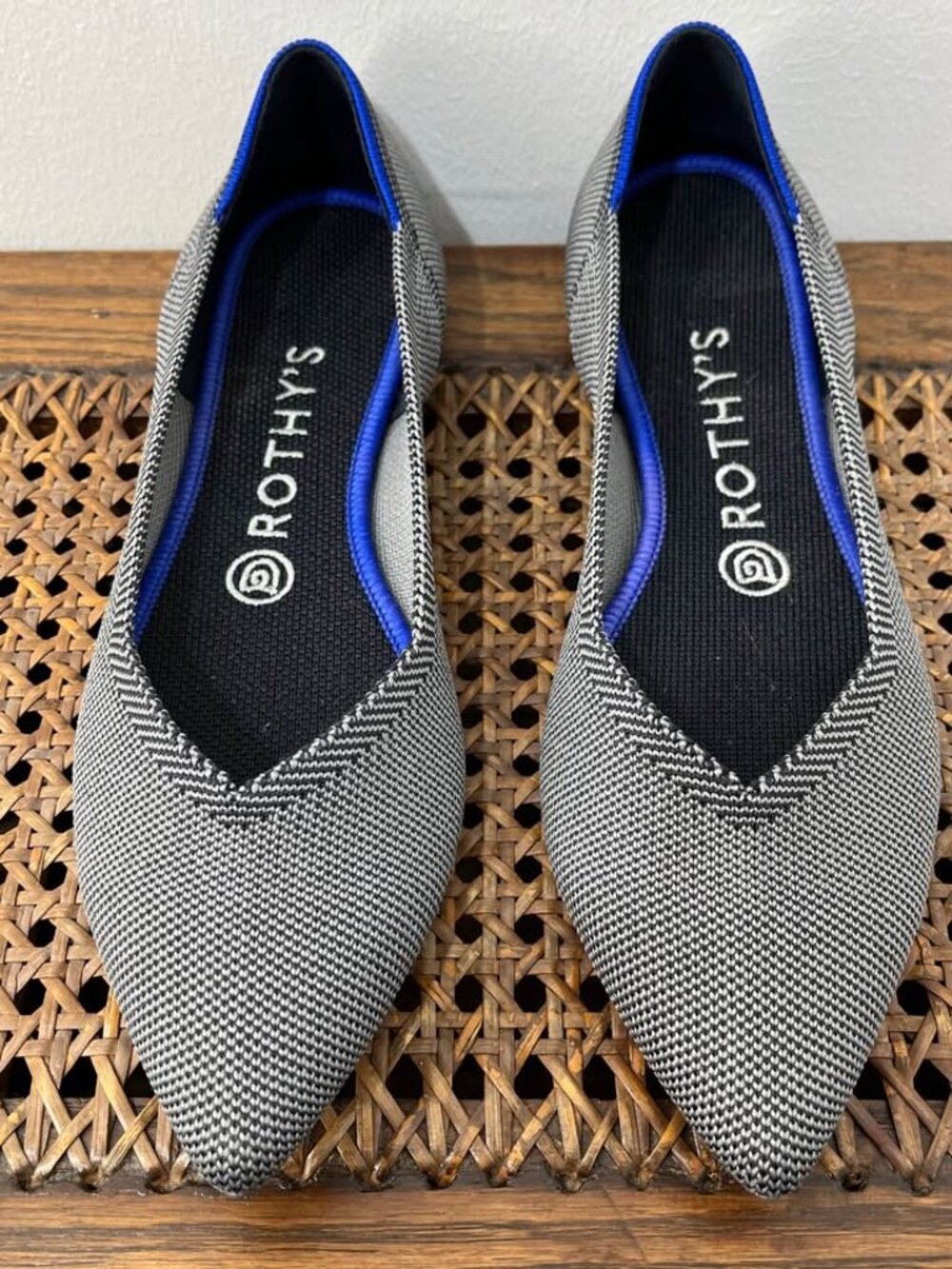 Size 8 Rothy's The Point Cloud Grey Birdseye Pointed Toe Corpcore Ballet Flat